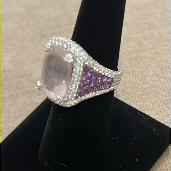 Judith Ripka - Amethyst Pink Quartz Sterling Silver Ring Size 6.75 - Picture 2 of 16